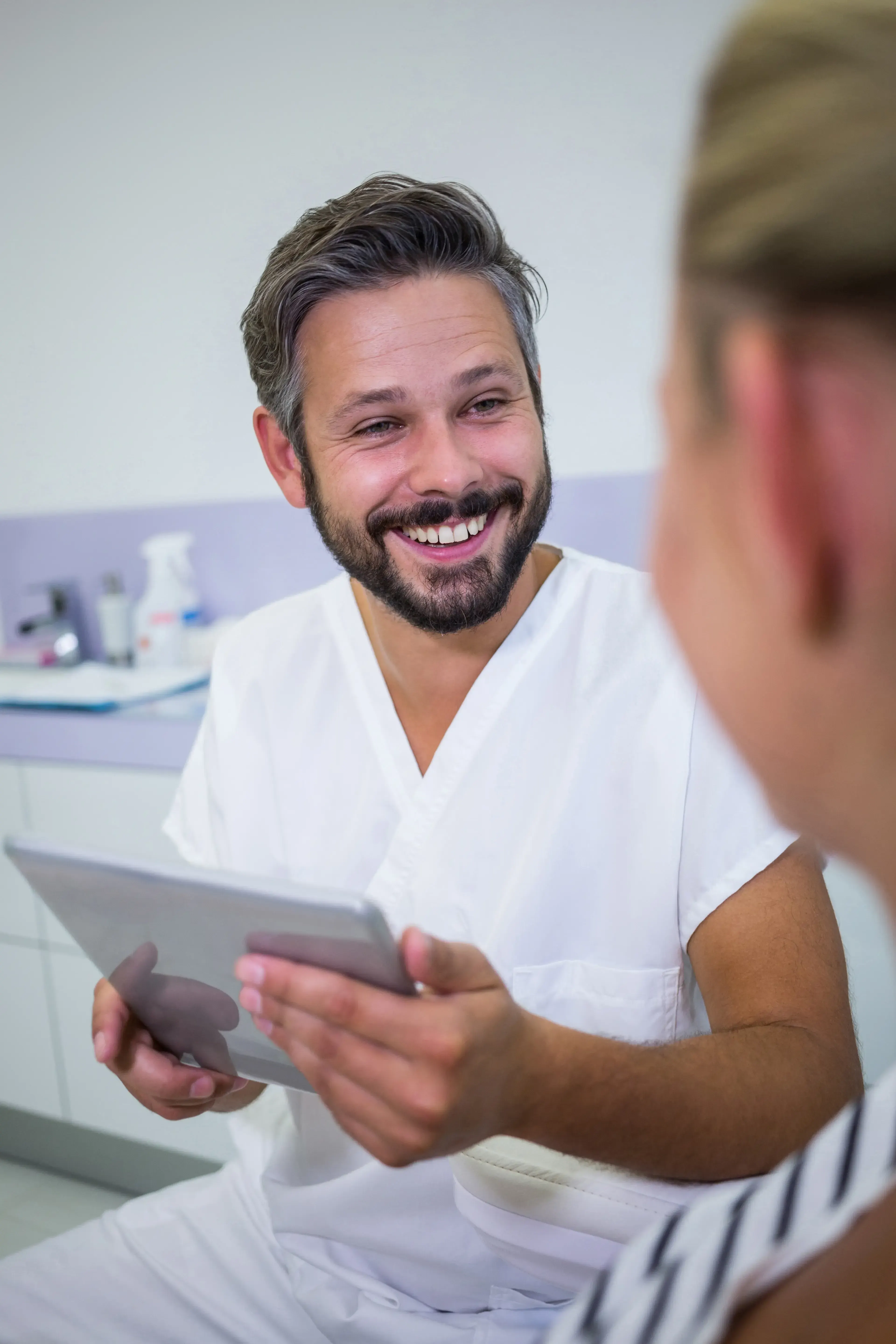 Confident patient considering candidacy for gastric bypass surgery at Bodiatrics in Suwanee, GA